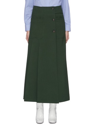 Main View - Click To Enlarge - PLAN C - Patch pocket button front pleated skirt