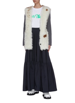 Figure View - Click To Enlarge - PLAN C - Rib knit sleeve shearling jacket