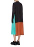 Back View - Click To Enlarge - PLAN C - Drawstring waist colourblock satin dress