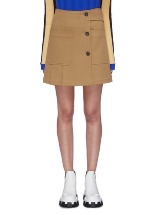 Main View - Click To Enlarge - PLAN C - Patch pocket asymmetric pleated twill skirt