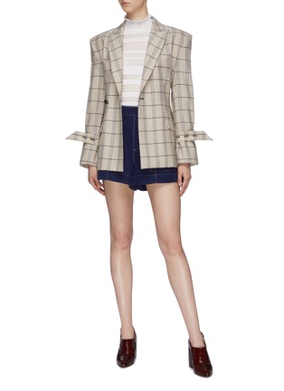 Figure View - Click To Enlarge - CHLOÉ - Contrast topstitching brushed cotton A-line shorts