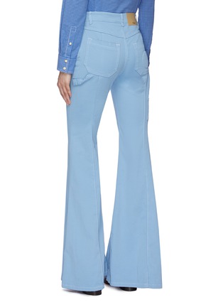 Back View - Click To Enlarge - CHLOÉ - Contrast topstitching patch pocket twill flared pants