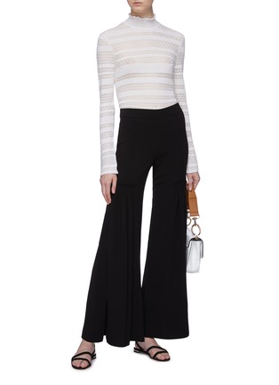 Figure View - Click To Enlarge - CHLOÉ - Mix knit ruffle high neck top