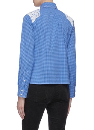 Back View - Click To Enlarge - CHLOÉ - Guipure lace panel check shirt