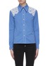 Main View - Click To Enlarge - CHLOÉ - Guipure lace panel check shirt
