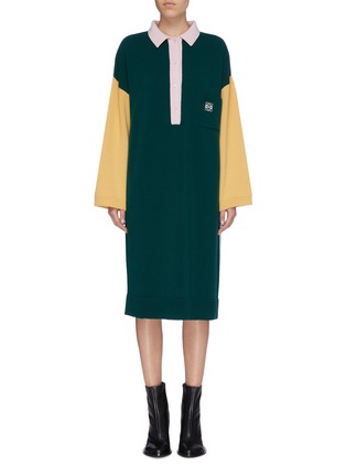 Main View - Click To Enlarge - LOEWE - Colourblock knit polo dress