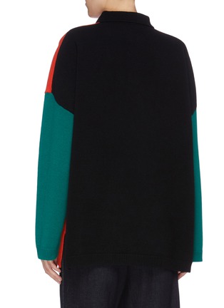 Back View - Click To Enlarge - LOEWE - Colourblock wool-cashmere knit polo sweater