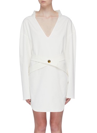 Main View - Click To Enlarge - THOMAS PUTTICK - Cross belted waist V-neck dress