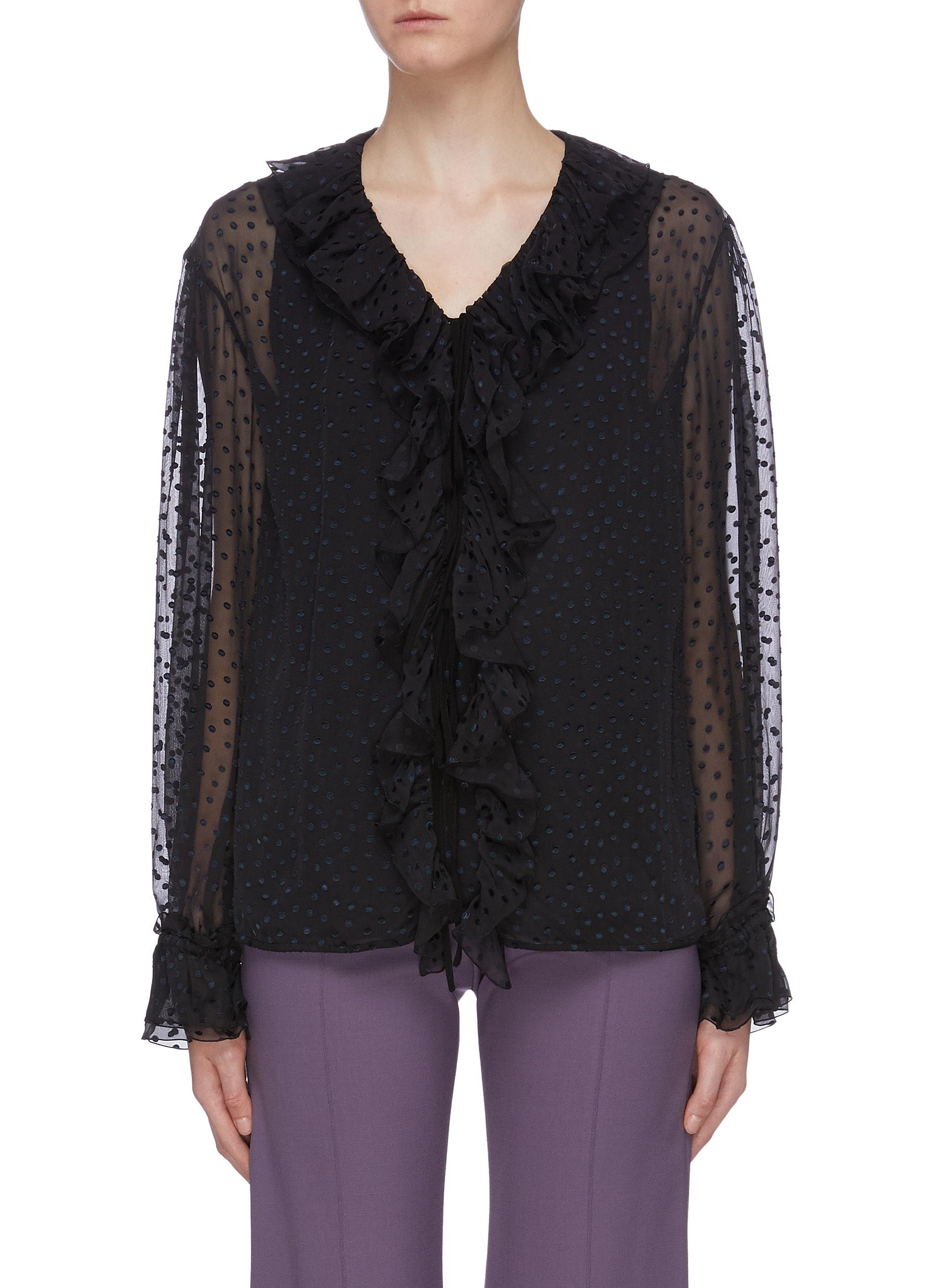 Ruffle dot fil coupé blouse by Chloé