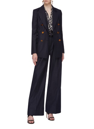 Figure View - Click To Enlarge - REBECCA VALLANCE - 'Taylor' peaked lapel tortoiseshell button double breasted blazer