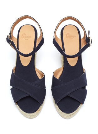 Detail View - Click To Enlarge - CASTAÑER - 'Blaudell' ankle strap canvas wedge espadrille sandals