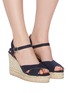 Figure View - Click To Enlarge - CASTAÑER - 'Blaudell' ankle strap canvas wedge espadrille sandals