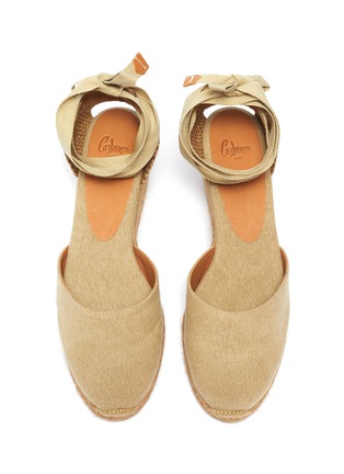 Detail View - Click To Enlarge - CASTAÑER - 'Carina 60' wraparound ankle tie canvas wedge espadrilles