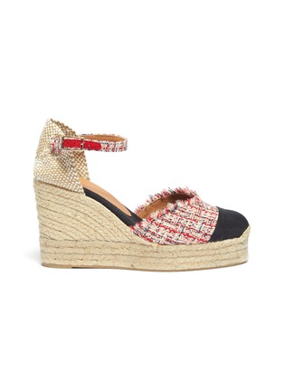 Main View - Click To Enlarge - CASTAÑER - 'Columba' ankle strap tweed wedge espadrilles
