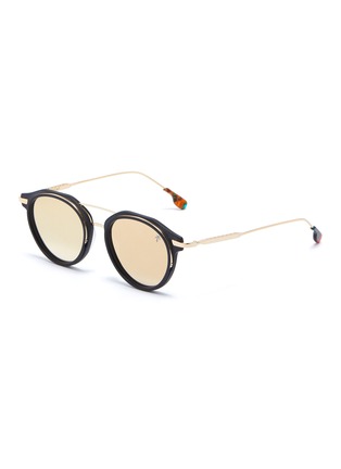 Main View - Click To Enlarge Main View - Click To Enlarge - PEPPERTINT - 'Inglewood' acetate rim mirror metal round aviator sunglasses