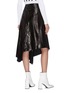 Back View - Click To Enlarge - PROENZA SCHOULER - Asymmetric drape ruffle leather midi skirt