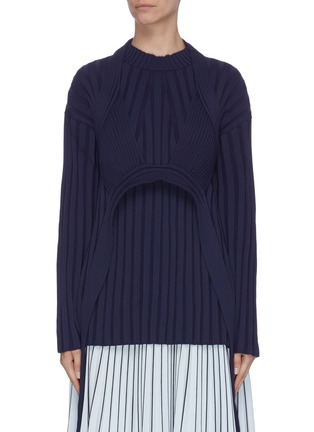 Main View - Click To Enlarge - PROENZA SCHOULER - Sash tie waist button panel ribbed sweater