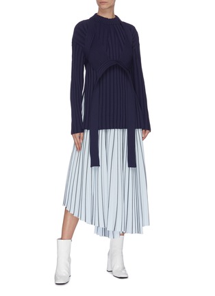 Figure View - Click To Enlarge - PROENZA SCHOULER - Sash tie waist button panel ribbed sweater