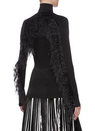 Back View - Click To Enlarge - PROENZA SCHOULER - Feather trim sleeve turtleneck long top