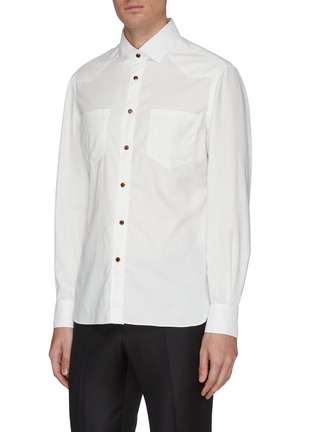 Front View - Click To Enlarge - EIDOS - Panelled shoulder patch pocket shirt