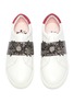 Figure View - Click To Enlarge - WINK - 'Milkshake' strass floral appliqué leather kids slip-on sneakers