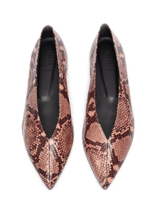 Detail View - Click To Enlarge - AEYDE - 'Moa' choked-up snake embossed leather flats