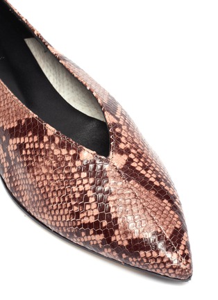 Detail View - Click To Enlarge - AEYDE - 'Moa' choked-up snake embossed leather flats