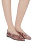 Figure View - Click To Enlarge - AEYDE - 'Moa' choked-up snake embossed leather flats