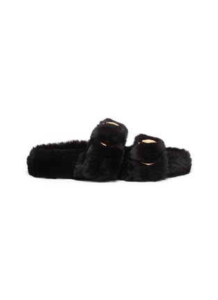 Main View - Click To Enlarge - STELLA LUNA - Turnlock buckle faux fur slide sandals