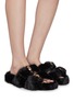 Figure View - Click To Enlarge - STELLA LUNA - Turnlock buckle faux fur slide sandals