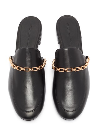 Detail View - Click To Enlarge - STELLA LUNA - Chain strap leather loafer slides