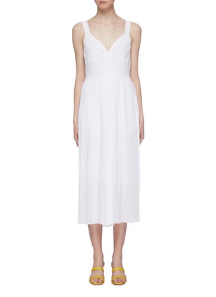 Main View - Click To Enlarge - VINCE - Pleated sleeveless georgette V-neck jumpsuit