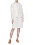 Figure View - Click To Enlarge - VINCE - Belted cropped linen-cotton boxy jacket
