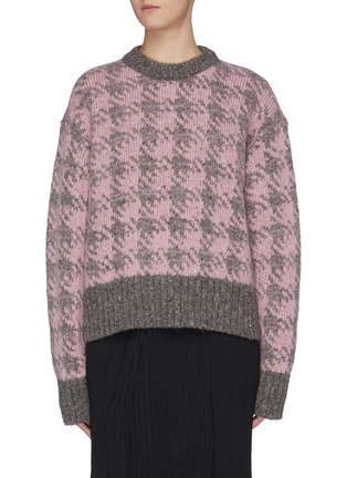 Main View - Click To Enlarge - JOSEPH - 'Pied De Poule' houndstooth check Merino wool sweater