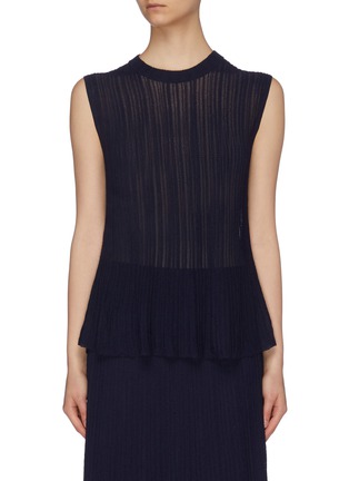 Main View - Click To Enlarge - VINCE - Textured sheer knit sleeveless peplum top