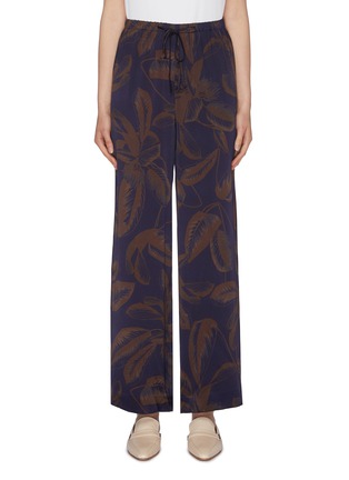 Main View - Click To Enlarge - VINCE - Palm leaf print silk satin wide leg pyjama pants
