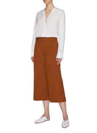 Figure View - Click To Enlarge - VINCE - Side tie twill culottes