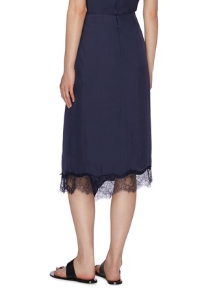 Back View - Click To Enlarge - VINCE - Chantilly lace trim mock wrap twill skirt