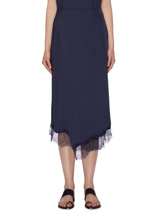 Main View - Click To Enlarge - VINCE - Chantilly lace trim mock wrap twill skirt