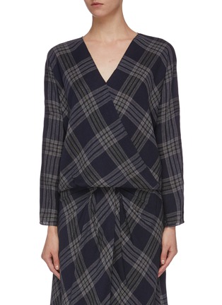 Main View - Click To Enlarge - VINCE - Crossover check plaid blouse