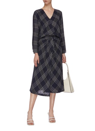 Figure View - Click To Enlarge - VINCE - Crossover check plaid blouse