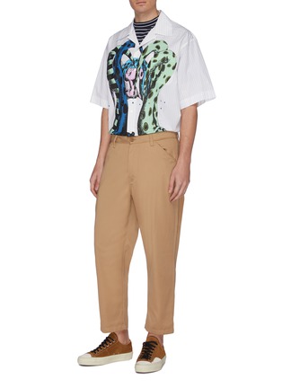 Figure View - Click To Enlarge - MARNI - Graphic print pinstripe boxy short sleeve shirt