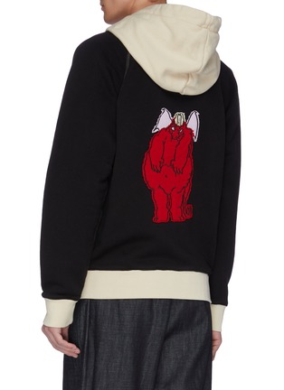 Back View - Click To Enlarge - MARNI - Graphic appliqué colourblock zip hoodie