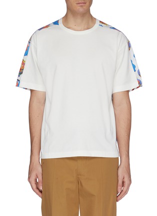Main View - Click To Enlarge - MARNI - Graphic print poplin back patchwork T-shirt