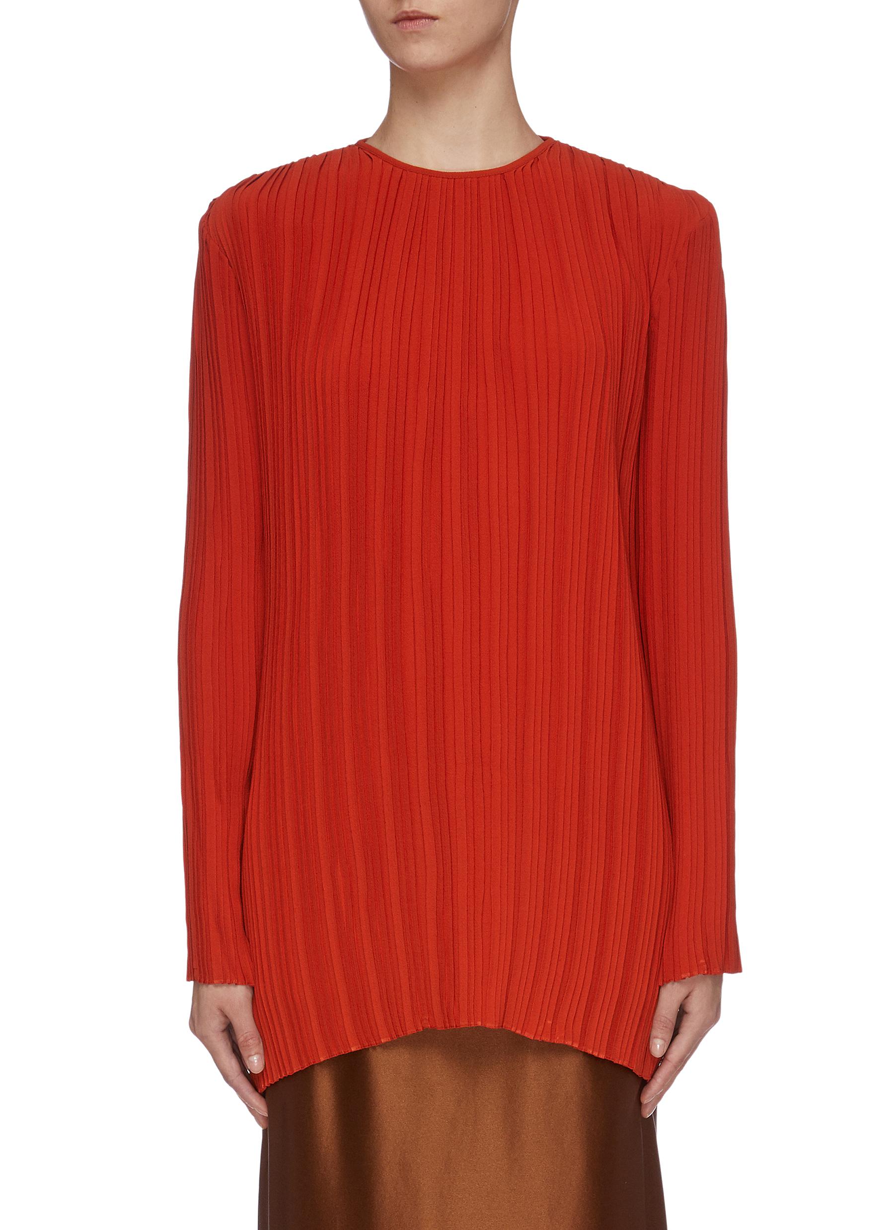 Panelled pleated crepe tunic top by Victoria, Victoria Beckham