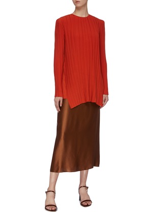 Figure View - Click To Enlarge - VICTORIA, VICTORIA BECKHAM - Panelled pleated crepe tunic top