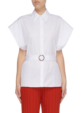 Main View - Click To Enlarge - VICTORIA, VICTORIA BECKHAM - Belted flared short sleeve shirt