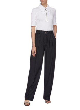Figure View - Click To Enlarge - VICTORIA, VICTORIA BECKHAM - Logo waistband pleated pants