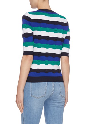 Back View - Click To Enlarge - VICTORIA, VICTORIA BECKHAM - Wavy stripe mix knit short sleeve sweater