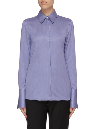 Main View - Click To Enlarge - VICTORIA, VICTORIA BECKHAM - Knot bow back stripe sateen shirt
